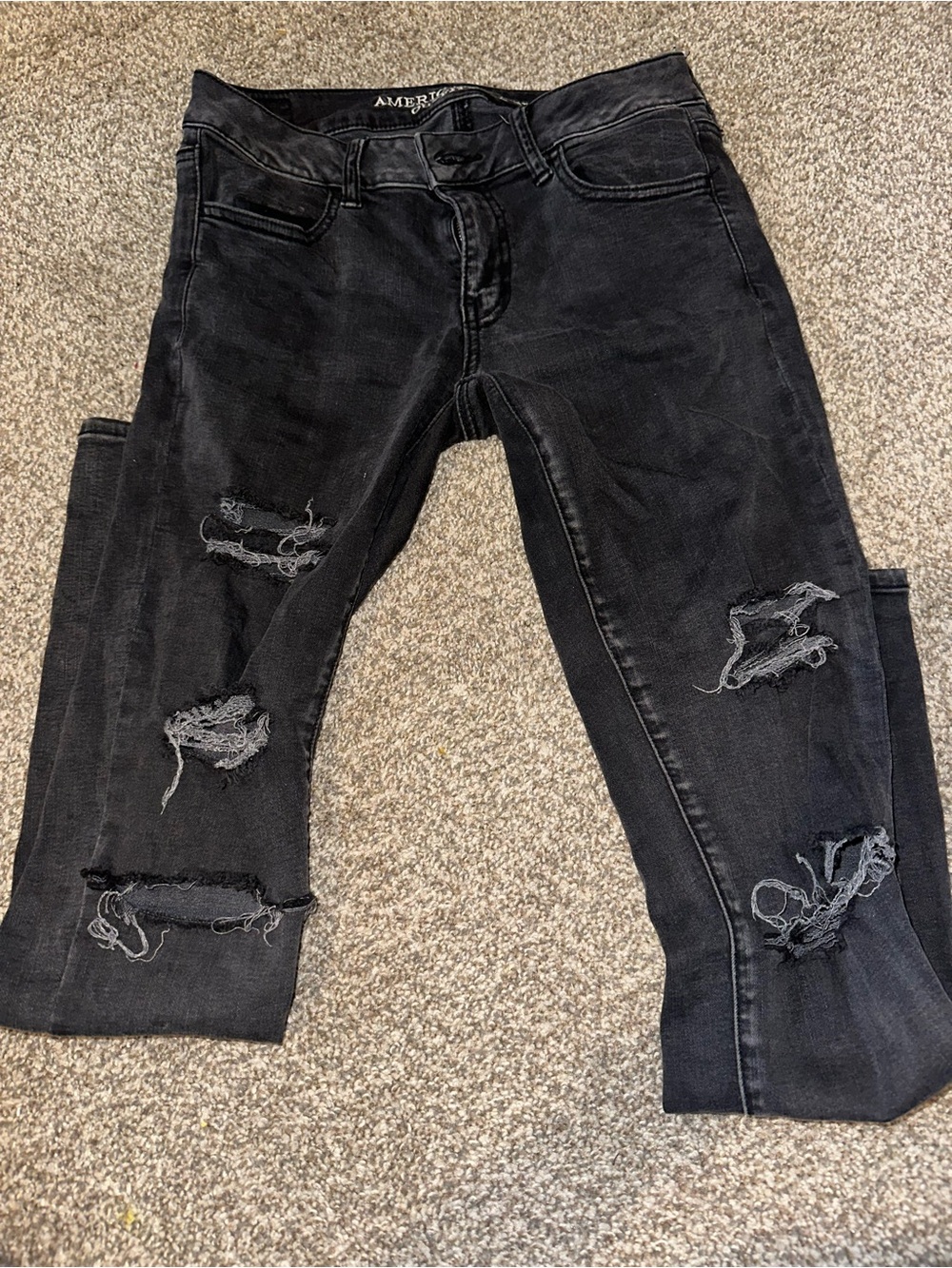 American Eagle Outfitters Black Distressed Skinny Jeans